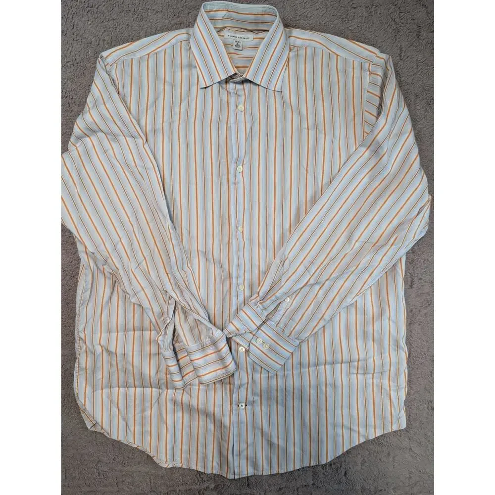 Men's Banana Republic Button-up Shirt, Blue/Orange - Size L 16-16 1/2
